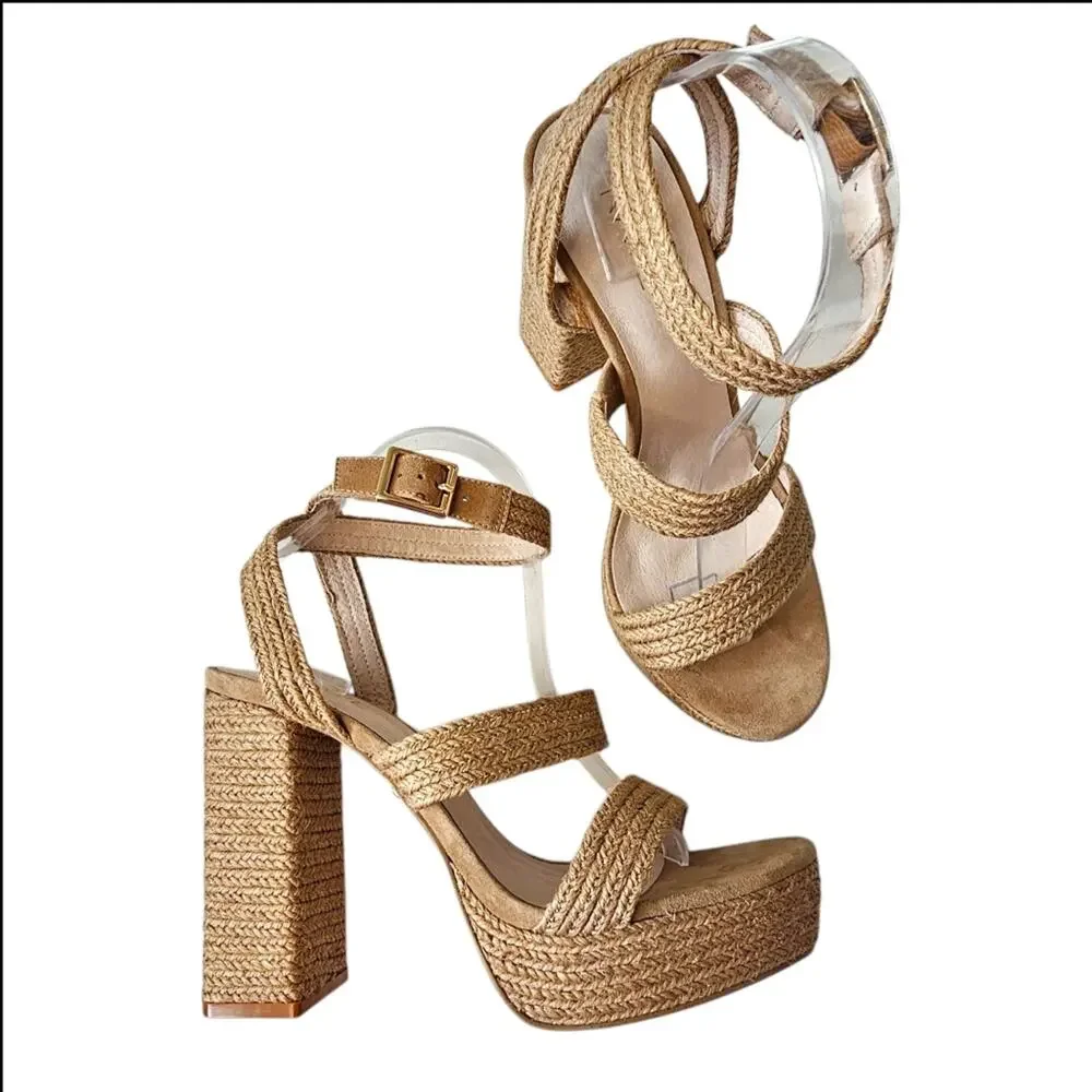 RAYE Akita Platform Sandals in Tan Size 9.5